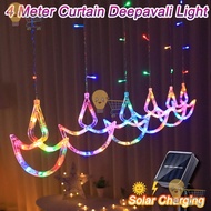 NEW Solar 4M deepavali light 8modes LED Diwali lcicle Light Curtain lamp outdoor Fairy Lights deepav