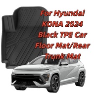 For Hyundai KONA 2024 Black TPE Car Floor Mat/Rear Trunk Mat  All-Weather Non-Slip Eco-Friendly Car 