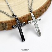 十字架項鍊 鋼製精緻排鑽
