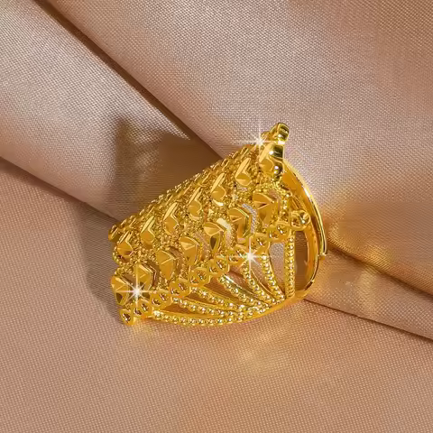 Precious Ring Women's 24K Gold AU999 - 24K Gold 3D Double Heart Ring, Romantic Shape, Festival Gift