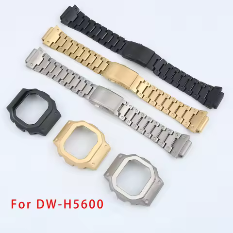 For Casio Small Square Watch 3516 DW-H5600MB Modified Titanium Alloy Case Shell Watch Strap for Men