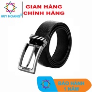 Thắt lưng nam da đà điểu da trơn đầu kim màu đen HK4413