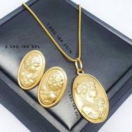 18K Saudi Gold Queen Elizabeth Cameo Necklace with Pendant/earrings Pawnable