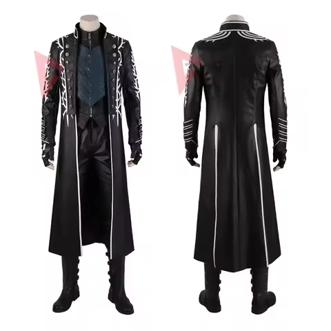 New Cry Cosplay Vergil Cosplay Costume Vest Pants Leather Jacket Boots To Choose For Men Set Custom 