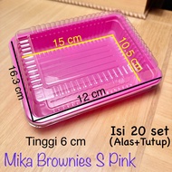[isi20] Mika Brownies S Kecil PINK Alas+Tutup / Mika Bento Tanpa Sekat / Mika Snack / Tray Mika Brow