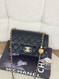 ⛓️🆕 Chanel CF Mini 金球 黑色 金扣 Lambskin 晶片