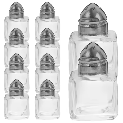 10Pcs Mini Seasoning Jar Glass Salt Shaker Pepper Dispenser Transparent Hole Spice Container Storage