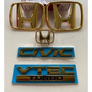 HONDA CIVIC FC GOLD EMBLEM CIVIC FC GOLD LOGO CIVIC FC GOLD EMBLEM VTEC TURBO GOLD