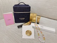 Chanel beauty贈品燙金絨絲質 方形化妝袋 7件套裝