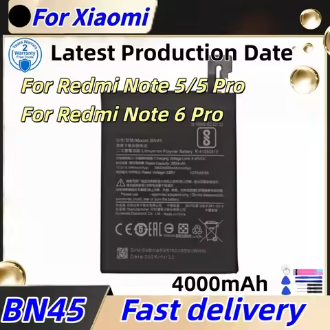 Latest Production Date BN45 For Xiaomi Redmi Note 5 Note5 Note 6 Pro 4000mAh Replacement Batteries +