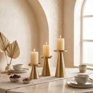 1 Set/1 Pc Iron Tall Candle Holder + Straight Glass Wind Guard, French Ins Luxury Style Wedding Atmo
