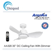 AEROAIR AA320 35" DC Ceiling Fan With Dimmable LED (White Wood)