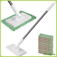 WIN Disposables Dust Mop with 10 Reusable Cloths 39 Long Handle Wet and Dry Mopping Sweeper Stick wi
