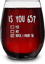 AcevedoDesign 65Th Birthday Gifts Wine Glass - Is You 65? Yes No - Funny Birthday Gift - Happy 65Th 