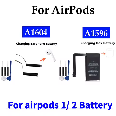 A1604 A1596 For Apple Airpods 1st 2nd A1604 A1523 A1722 A2032 A2031 Air Pods 1 2 Battery + Free Tool