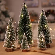 A1圣誕節裝飾品桌面擺件 松針植絨圣誕小型樹 沾白雪松迷你圣誕樹