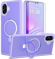 Asuwish Phone Case for Samsung Galaxy A06/A07, Ring Stand with Tempered Glass Screen Protector, Comp