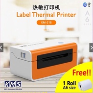 【Phone Printing】A6 Waybill - KM-218 A6 Label Thermal Printer QR Barcode Printer Air Waybill [Free 1 