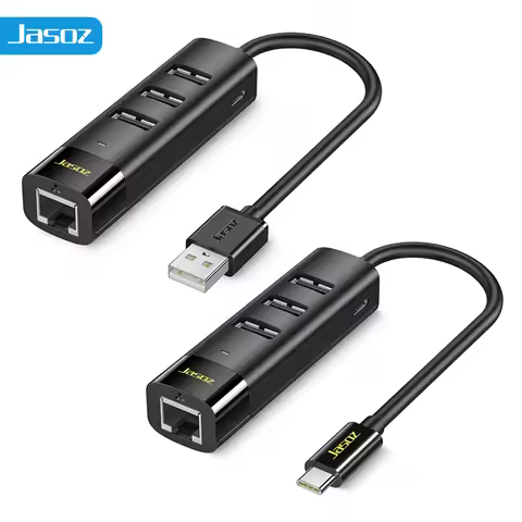 Jasoz USB HUB Docking Station USB A Type C to RJ45 Ethernet Adapter 100Mbps Network Card USB 2.0 HUB