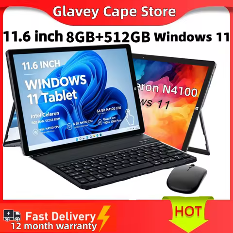 11.6 INCH 8GB RAM 512GB eMMC ROM WINDOWS 11 TABLET PC PAD1162 Intel Celeron N4100 CPU 1920 x 1080 Pi