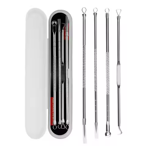 4PCS Acne Needle Set Black Dots Pimple Blackhead Remover Comedone Extractor Pore Cleaner Face Cleani