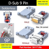 [*Compact Solderless] 9P Male Female DB9 D-Sub Connector, 9 Pin Serial Port RS-232 RS232 RS485 RS422