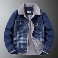 Denim Jackets Jackets for men in autumn winter, thick warm velvet, trendy jackets with lapels and high-end denim tops jiahuiqi