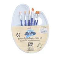 [Ship in 24h] 6pcs Paint Brushes and 1pc Palette Tray Set for Children Adults Watercolor Oil Acrylic