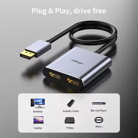 4K60Hz DP Splitter Adapter to DP Hub DP to two Displayport DP Distributor MultiStream Display for La