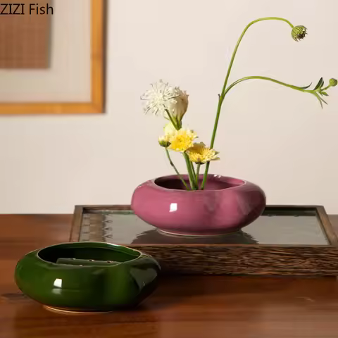 Lotus Seedpod Kenzan Ceramic Vase Ikebana Artificial Flower Decorative Flowers Pots Desk Decoration 