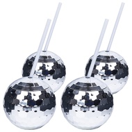 4PCS Disco Ball Cups Cocktail Glasses Bar Tools Party Glasses Flashlight Straw Wine Goblets Drink Cu
