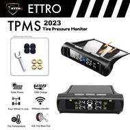 ETTRO Smart Car TPMS Tyre Solar Pressure Monitoring LCD Warning System Monitor Tire Pressure Alarm +