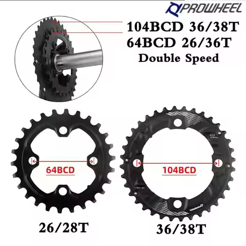 PROWHEEL MTB 64/104BCD Double Chainring 2*10/11 Speed Bicycle Chain Ring 26T 28T 36T 38T Mountain Bi
