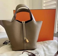 全新Hermes picotin 18 p18 etoupe ghw 愛馬仕 大象灰金扣