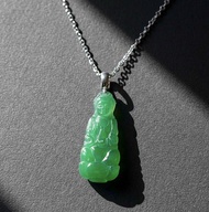 陽綠翡翠觀音菩薩項鍊 18K金墜頭 | 天然緬甸玉翡翠A貨 | 送禮