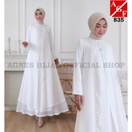 Kaftan Dress Muslimah Elegan Abaya Raya 2024 Viral Cantik Arabic Style Plus Size Jubah Putih Fashion fesyen Premium 835