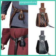 POOP Handmade PU Storage Bag Drawstring-Dice Bag Medieval Belt Bag for Coins Currency