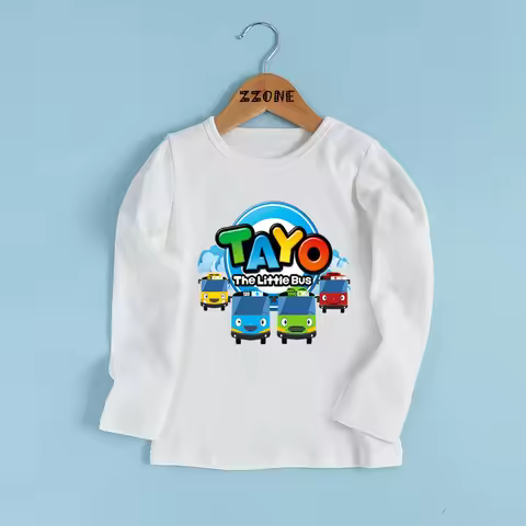 Tayo the Little Bus Print Cartoon Kids T shirt Funny Casual Children Clothes Autumn Baby Boys Girls 