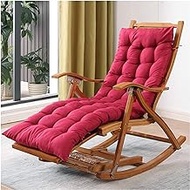 Zero Gravity Lounge Chair, Garden Chairs Rocking Chair,Multifunctional Nap Chair, with Foot Massage Wheel Foldable Cotton Cushion,Adult Easy Chair Bamboo Balcony Lounge Chair Lounge Chair Comfortable