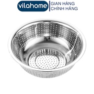 Vilahome Stainless Steel Perforated Pot, 2.5mm Mesh, Mouth 27cm to 31cm for Washing Vegetables and S