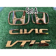Honda Logo civic Es 1.7 civic vtis grill ET RS RX ES9 Logo emblem Honda Civic ES Gold