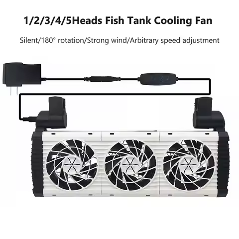 1/2/3/4/5Heads Fish Tank Cooling Fan Adjustable Speeds Aquarium Chiller Low Noise Hangable Aquarium 