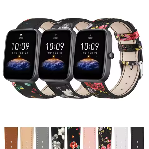 Leather Band For Amazfit GTS 2 4 Mini/GTS 3/GTS 2/GTS 2e/Bip 3 Pro/Bip U Pro/Bip S lite Strap For Am
