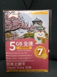 IMC Networks 日本上網卡 5GB 全速 +無限數據 7日