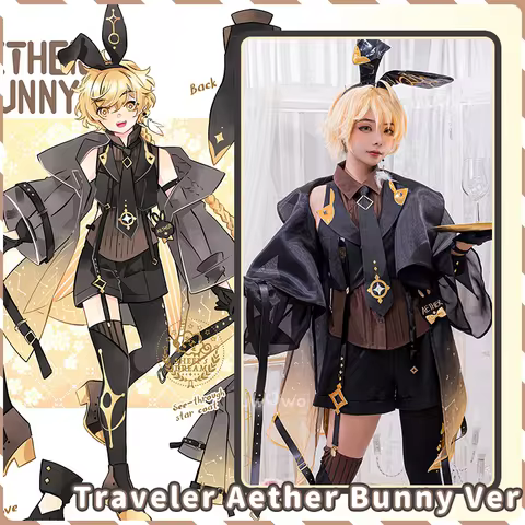 LAST BATCH UWOWO Genshin Impact Fanart: Aether Cosplay Costume Bunny Suit Cosplay Canon Outfit Cospl