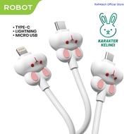 Robot RPM100 RPC100/ RPL100 Rabbit Data Cable Fast Charging 12W 18W 480Mbps Transmission Speed Origi