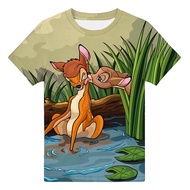 3D Printed Sika Deer Bambi Kids Short Sleeve T-Shirt for Children 2-14