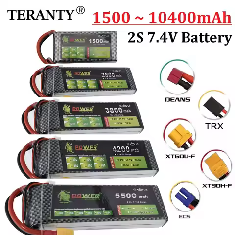 2S Lipo 7.4V RC Battery 1500/2800/3300/3800/4200/5500/6000mah with T XT60 TRX connector for RC Recha