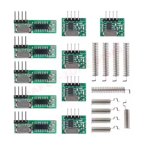 5 Sets for Raspberry Pi 433MHz RF Wireless Transmitter and Receiver Module + RF 433MHz Spring Antenn