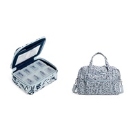 Vera Bradley Travel Pill Organizer, Perennials Gray-Recycled Cotton + Vera Bradley Weekender Travel 